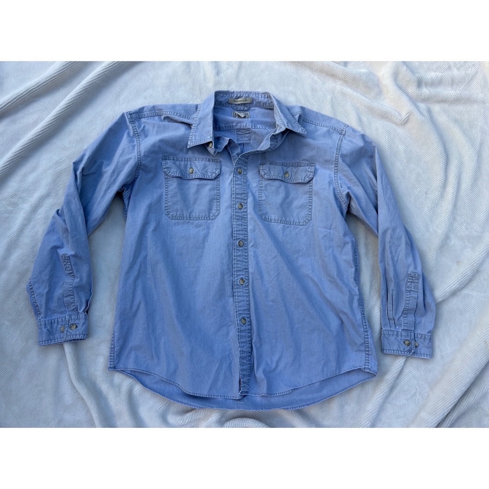 LL Bean Mens Traditional Fit Cotton Long Sleeve Button Down Shirt Blue Large L